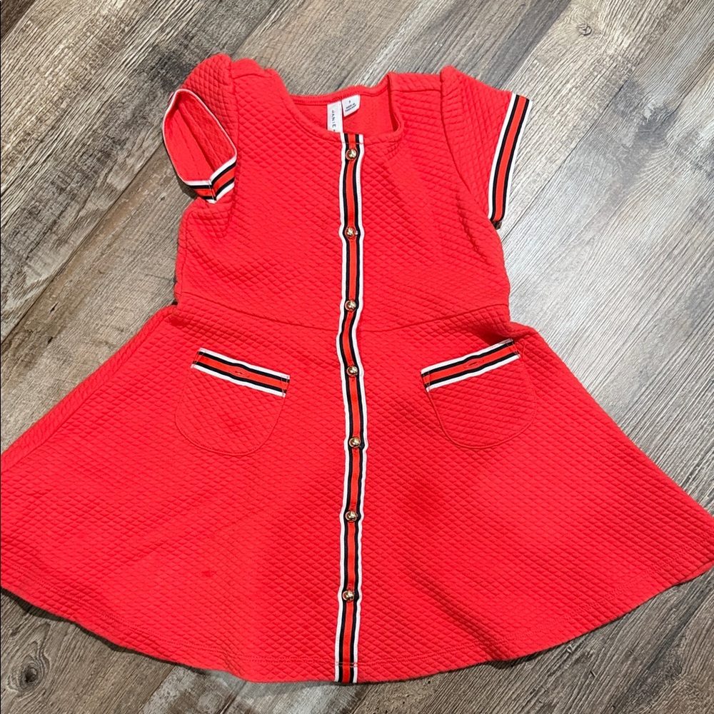 Janie and Jack Red Textured Kids Dress
